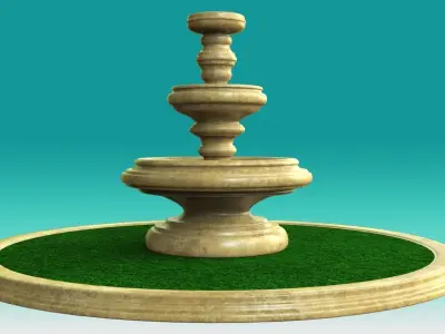 Fountain with grass on top Free 3D model