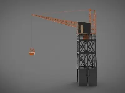 Industrial and port crane Low-poly 3D model