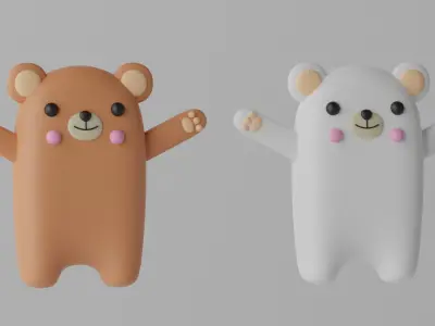 Cartoon Cute Bear Low-poly 3D model