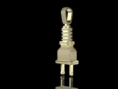 Plug Emoji  diamond Pendant 2 inch full stones 3D print model