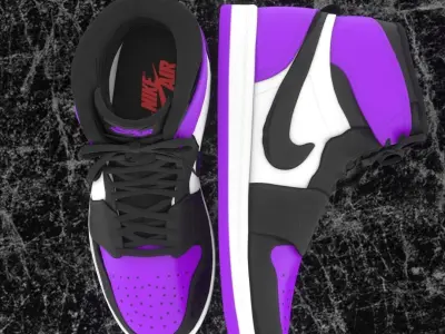 NIKE 3D SHOES - AIR JORDAN PURPLE Low-poly 3D model