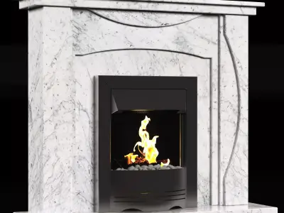 marble modern fireplace 3D model