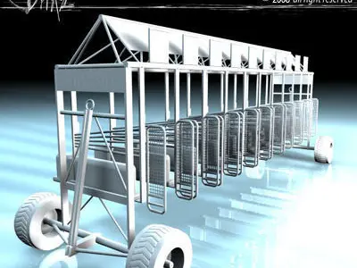 Horses start cages 3D model