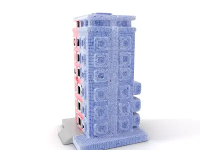 Pink Residential Tower model pack Low-poly 3D model