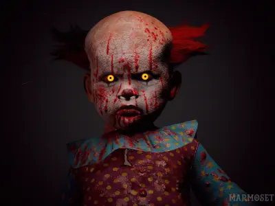 Scary Baby Clown game character for Horror games Low-poly 3D model
