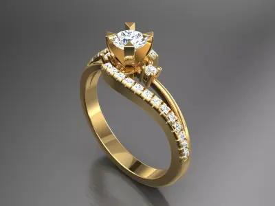Ring M4 The luxury female ring with gems wedding 3D print model