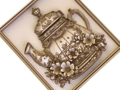  tea pot in relief 3D model