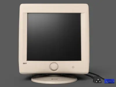 GameAsset Vintage CRT Monitor - Lowpoly Low-poly 3D model