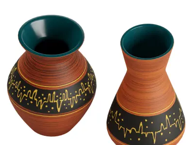 Set of 2 Ceramic Pottery Vase Heinz Siery Carstens Tonnieshof 3D model