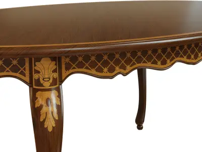 Classic table with inlaid veneer 1800 3D model