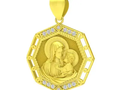 Luxury Virgin Mary and Child Religious Pendant 3D Model  116a 3D print model