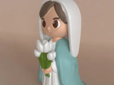 cute cartoon st Mary sculpture Christmas decoration 3D print model