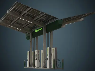 Solar Charging Station 1B Low-poly 3D model