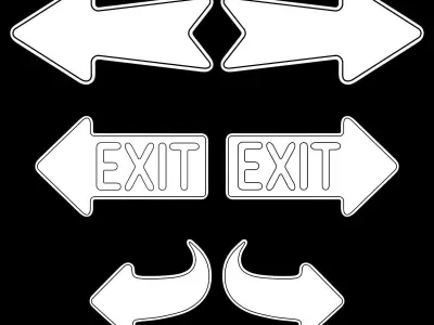 Exit Neon Signs 3D model