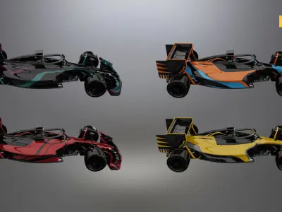 Formula 1 Generic Racing Car 02 Low-poly 3D model