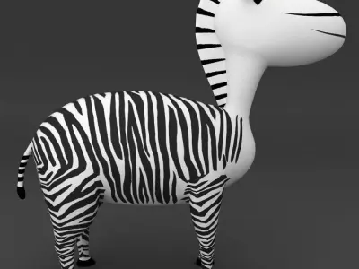 Zebra rigged toon style 3d model  Low-poly 3D model