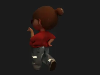 Chinese girl figure  Low-poly 3D model