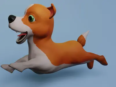 Cartoon Dog Model Low-poly 3D model