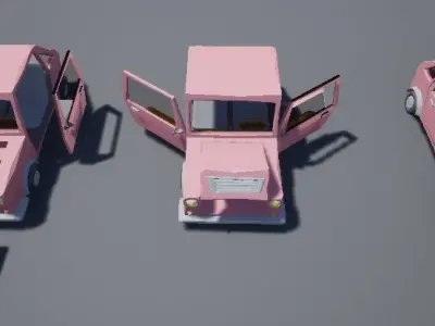 Low Poly Cartoon Style Car Low-poly 3D model