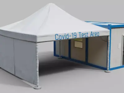 Covid-19 Testing Tent Area Low-poly 3D model