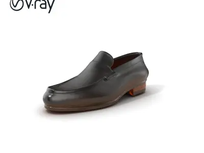 Black Leather Loafer Shoe Realistic Model Pack Low-poly 3D model