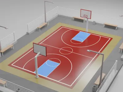Cartoon Basketball Court Low-poly 3D model