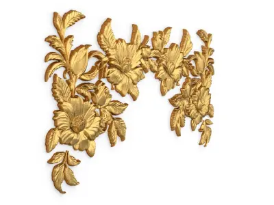 decor set wall panel flowers relief mural CNC 09 3D print model