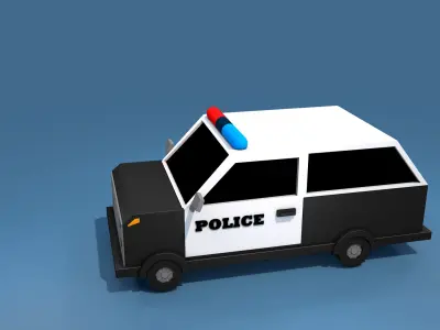 Cartoon-Police-Car Low-poly 3D model