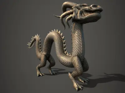 Chinese Dragon Statue PBR low poly Low-poly 3D model