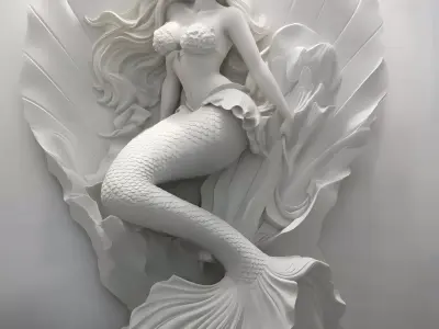 Mermaid statue Low-poly 3D model