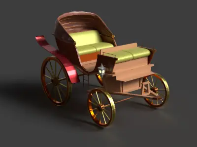 Chinese ancient wooden  carriage   Low-poly 3D model