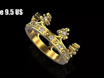 Crown ring model 378 3D print model
