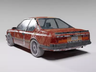 Old rusty car Low-poly 3D model