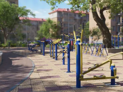 Outdoor Fitness Equipment Low-poly 3D model