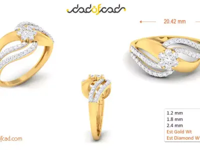 Yellow Gold Rings for Women 3D print model