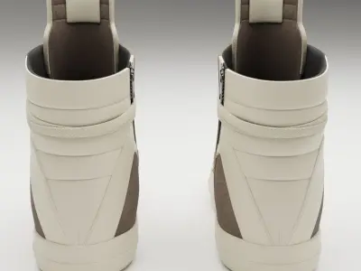 Sneakers Rick Owens Geobasket Converse Gray Low-poly 3D model