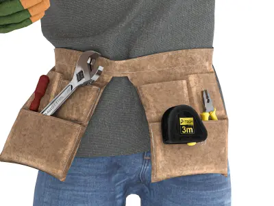Engineer man with tools 04 poses Low-poly 3D model