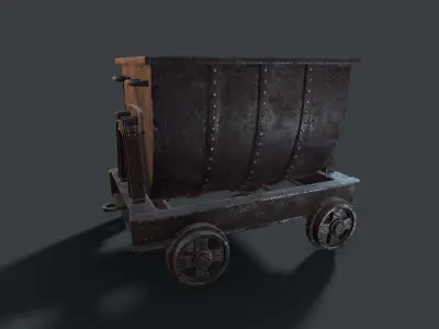 Mine cart Low-poly 3D model