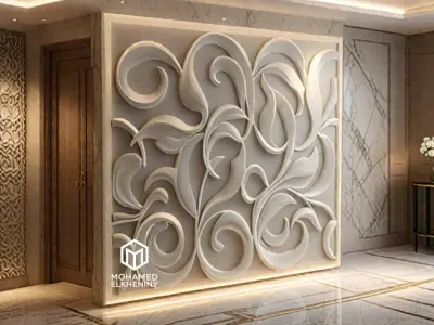 modern panel wall decor set wall relief mural CNC 128 3D model