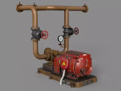 Industrial  gear pump Low-poly 3D model
