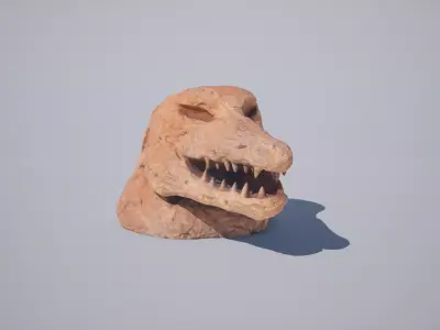 God Statue Sobek Head Low-poly 3D model