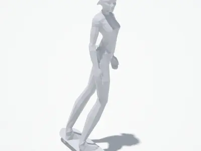 Woman Skate Sport Pose Low-poly 3D model
