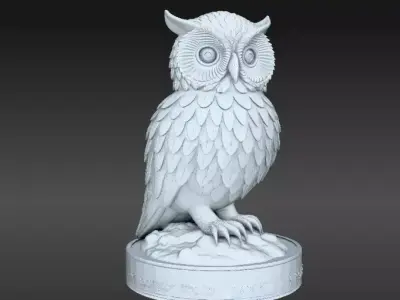 Snow Owl 3D Model Winter Figurine 3D Printable  3D model