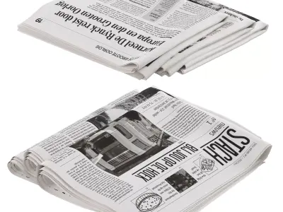 folded newspapers stack collection 3D model