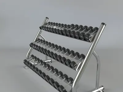 Dumbbell set rack with weights 3D model