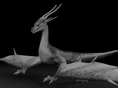 Lowpoly Animated Storm Dragon Low-poly 3D model