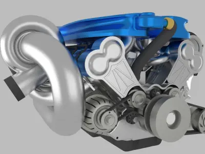 Twin Turbo V12 Engine 3D model