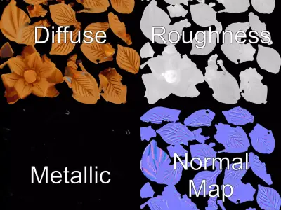 Ornamental Wooden Blossom model pack Low-poly 3D model