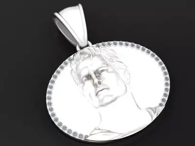 gold portrait pendant 3D printable model   3D print model