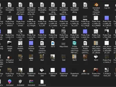 Animated Pirate Character with Props and PBR Textures  Low-poly 3D model